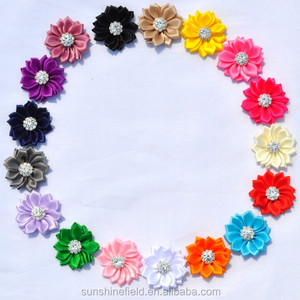 2016 Venta caliente <span class=keywords><strong>gasa</strong></span> con volantes pétalo flores con Crystal Button Spark Rhinestone botones Flor del bebé - Product Image 1