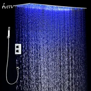 浴室配件304不锈钢最大LED淋浴面板恒温降雨淋浴喷头套装