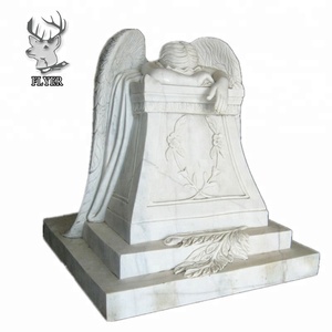 Nuova Statua di Angelo Piangente in Pietra Scolpita, Statua di Angelo Piangente in Marmo Naturale per Cimitero - Product Image 4