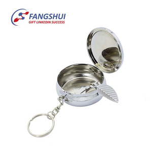 Logo Tùy Chỉnh Mini Kim Loại Sắt Trống Pill Lưu Trữ Box + Lockable Xách Tay Keychain Pill Box Với Gương - Product Image 4