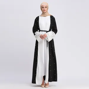 China Lieferant Eid Ramadan Elegante Spitze Perle Farasha Uk Großhandel Islamische Kleidung Muslimischen Maxi Kleid 2016 Türkische Abaya