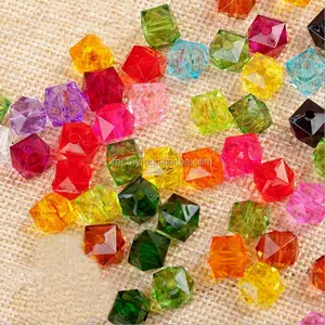 Mixed Color 10mm 12mm 14mm Clear Chunky Faceted Crystal Acrylic Loose Jewelry Beads