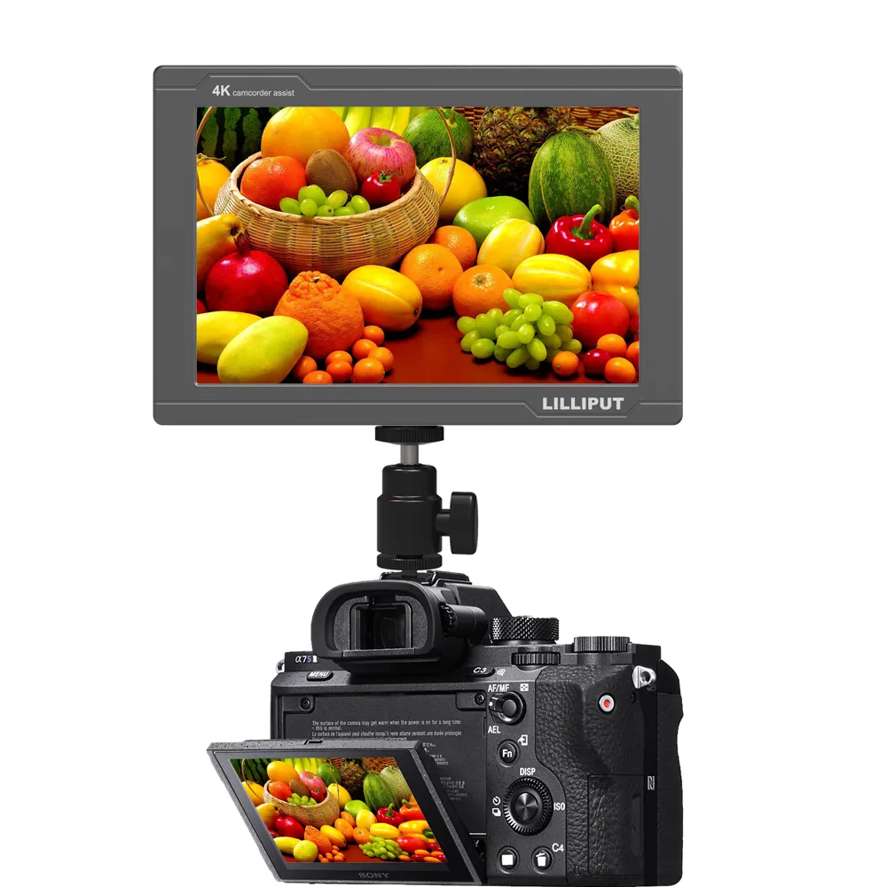 Lilliput F7S Painel Full HD IPS LCD, Monitor com Assistente de Câmera de 7 Polegadas, 4K, Entrada e Saída HDMI e HD-SDI