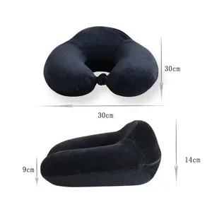 Color negro en forma de U almohada de viaje cuello almohada