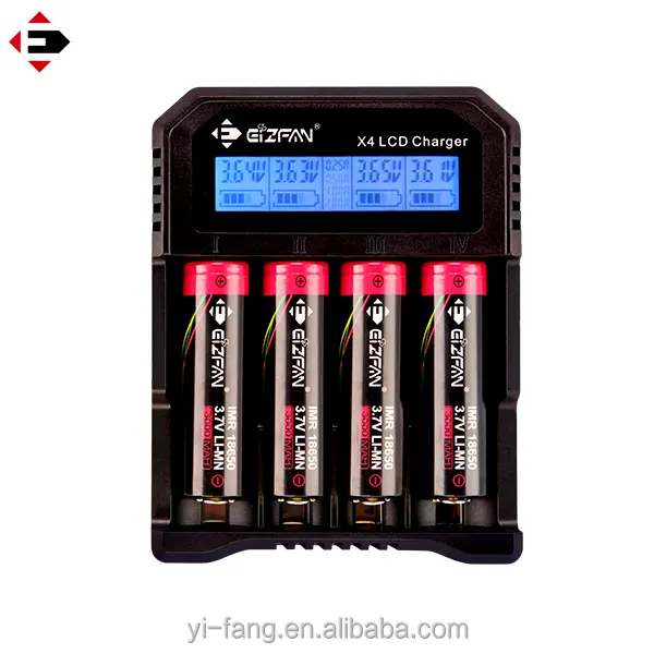 Efan Eizfan X4 4-bay LCD Intelligente Draagbare Batterij Oplader Auto Oplader Power Bank