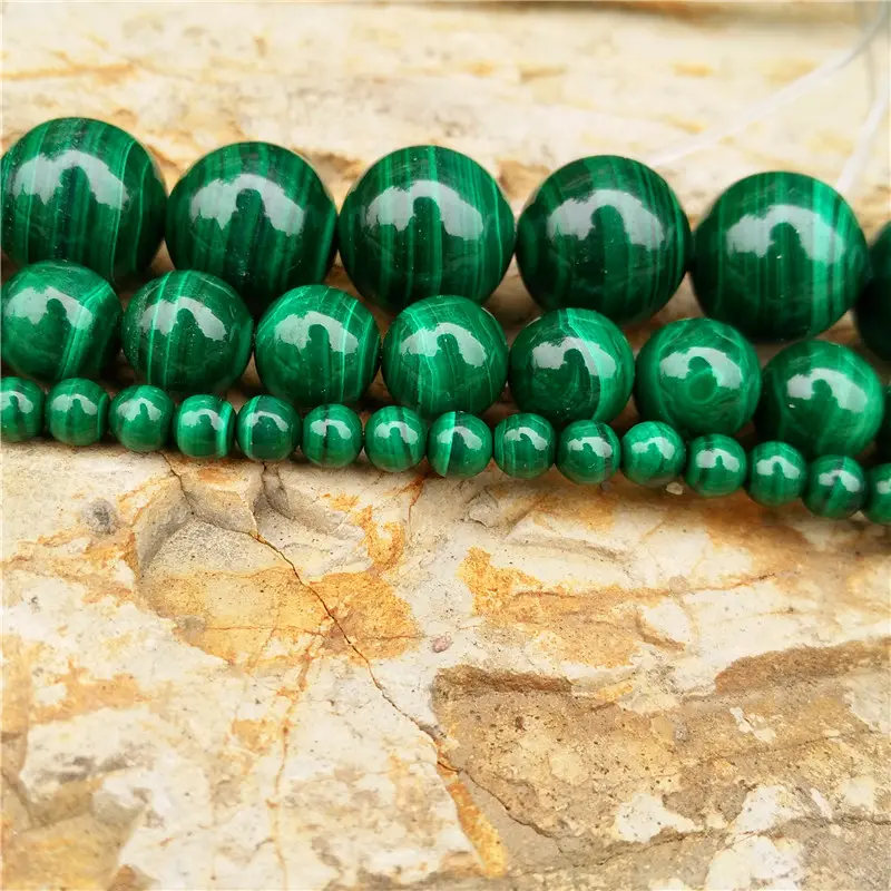 Perles rondes de malachite en pierre naturelle en vrac de 6mm