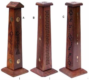 Hand Carved Wooden <b>Incense</b> Burner <b>Stick</b> Dhoop Stand <b>Holder</b> with Ash Catcher for Aromatic Use - Product Image 1
