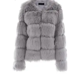 Factory Fake Fur Coat Short Solid Gray Color Winter For Women Girl