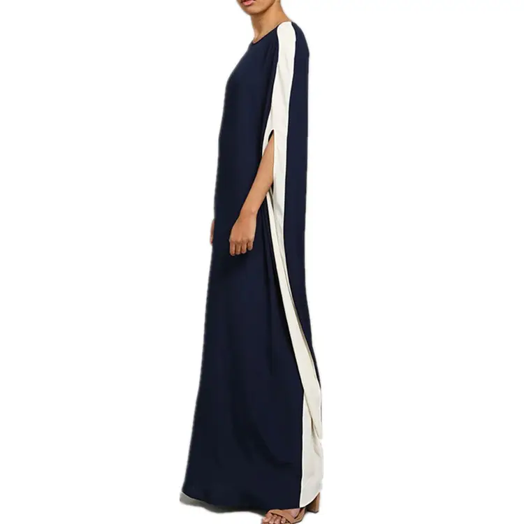 Top Quality Turkish Fashionable Soft Jersey Navy Women Daily Kaftan Clothes Wholesale Muslim Dress Pakistani