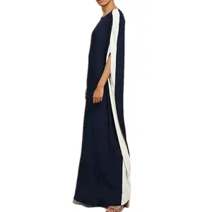 De calidad superior turco de moda suave Jersey de mujer azul marino diario Kaftan ropa al por mayor vestido musulmán paquistaní