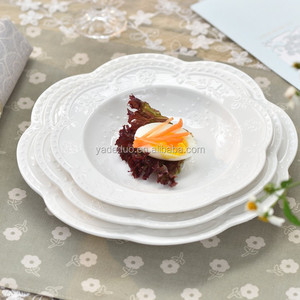 Assiette à gâteau blanche gaufrée en céramique assiette <span class=keywords><strong>rectangulaire</strong></span> en <span class=keywords><strong>porcelaine</strong></span> et plats pour hôtel - Product Image 4