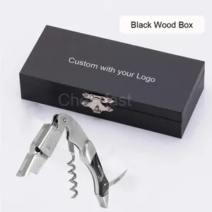 Most Popular Stainless Steel Wine Bottle Cork Screw Opener Reusable 3 in 1 Resin Handle Opener Wine Corkscrew With Wooden Case