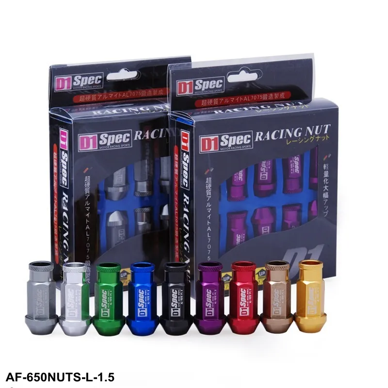 D1 JDM Billet Aluminum Wheel Racing Lug Nuts P=1.5 L=52mm Red Blue Black Brown Gray Purple Gold EP-650NUTS-L-1.5