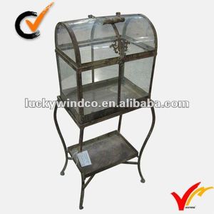<span class=keywords><strong>Serre</strong></span> <span class=keywords><strong>de</strong></span> <span class=keywords><strong>jardin</strong></span> en métal vintage décorative sur pied avec <span class=keywords><strong>verre</strong></span> avec pied avec étagère - Product Image 2