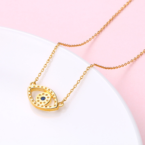 Collar con colgante de plata de ley 925 <span class=keywords><strong>hamsa</strong></span> evil eye blanco azul CZ - Product Image 3