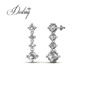 Incantevoli orecchini a bottone dasini impreziositi da cristalli <span class=keywords><strong>Swarovski</strong></span> placcato oro 18K donna argento 925 orecchini - Product Image 1