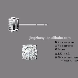 Anting kancing emas 18K dengan berlian 14K anting berlian emas manufaktur K desain anting berlian bertatahkan emas
