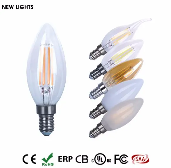 Led Filament Candle Light China Wholesale 2W 4W 85-265V High Lumen E12 E14 Base C35 C35T Led Filament Bulb Candle Light