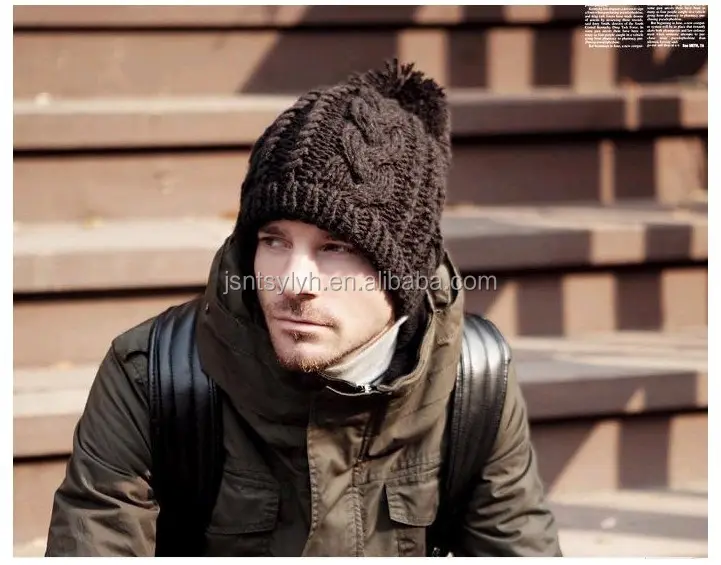 hemp flowers design unisex winter cap fashion knitted beanie hat