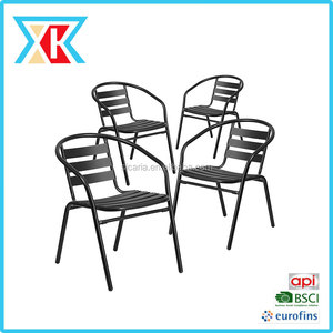 De Metal restaurante pila silla de aluminio listones (paquete de 4) negro - Product Image 2