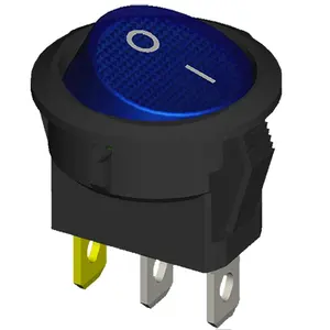 lighted power rocker switch round with a blue 12v light and cUL VDE certificates