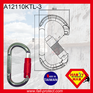 Three Ways Hook Aluminum 25KN Mountain Rock Climbing Carabiner With Triple Lock - Product Image 4