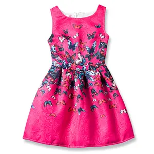 Alibaba Indian Girls Summer Short Style Rose Red Sleeveless Cotton Evening Dress