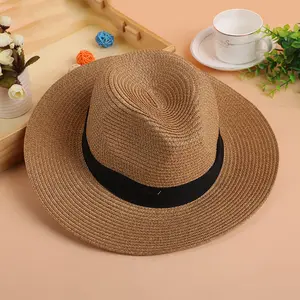थोक फैशन समुद्र तट कस्टम भूसे टोपी पनामा टोपी के लिए महिलाओं और पुरुषों