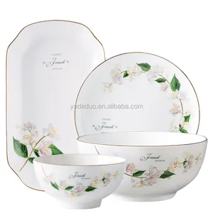 Utensílios de jantar do hotel bone china placa tigela colher conjunto porcelana servir pratos