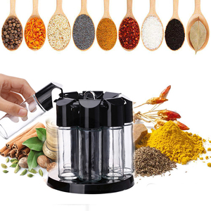 Penyimpanan Alat Bumbu Dapur, 8Pcs Pengatur Botol Bumbu Berputar Peralatan Memasak Kaca Rak Garam Merica - Product Image 6