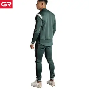 Quần Áo Tập Thể Dục Cao Cấp Màu Xanh Lá Cây Slim Fit Zip Up Áo Khoác Thể Thao Nam Tùy Chỉnh