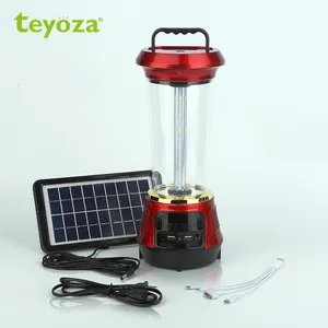 Teyozaポータブルラジオ機能ソーラー充電式ledキャンピングランタンソーラーパネル