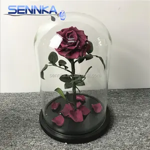 Rose éternelle en verre à tige longue, plante préservée au Yunnan, pour un cadeau