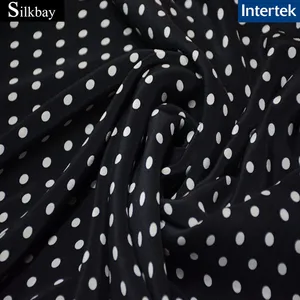 18mm 54" polka dot crepe de chine silk fabric