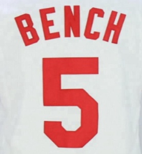 Su Misura Johnny Bench #5 Bianco Migliore Qualità Cucita Jersey - Product Image 1