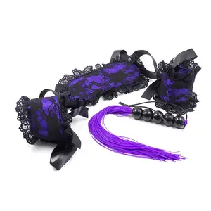 Couple BDSM Sex Toys Eye Mask Silk Whip Erotic Bondage Restraint Set