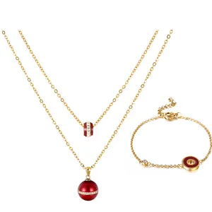 S-291 Xuping Mode indischen Goldschmuck einfache Perlen Design Armband Halskette zwei Stück vergoldet Schmuck Set für Frauen