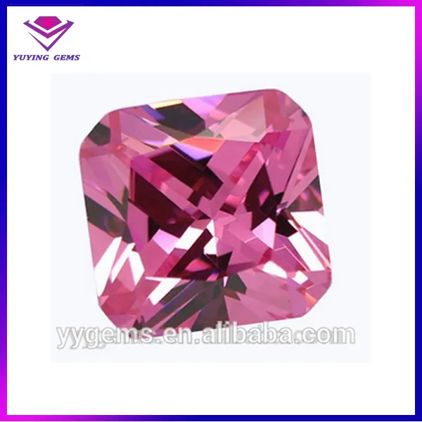 Wuzhou corte cuadrado gemas de color rosa cz cubic zirconia piedras preciosas