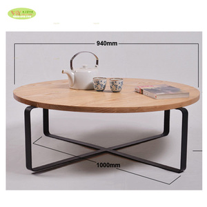Mobili per la casa in stile rustico <span class=keywords><strong>tavolino</strong></span> rotondo in legno massiccio/francese di quercia bianca di caffè tavolo con base in metallo - Product Image 1