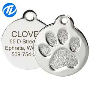 Factory Wholesale Zinc Alloy Dog Paw Tag Stainless Steel Cat Tag Custom Pet Dog ID Metal Tag With Engraving Logo