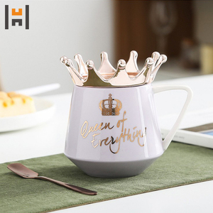 300ml Stile Nordico Grigio di Ceramica Bella Grande Pancia Tazza del Regalo Della Tazza Set Tazza di <span class=keywords><strong>Caffè</strong></span> in Porcellana con Elegante Corona Copertura - Product Image 6