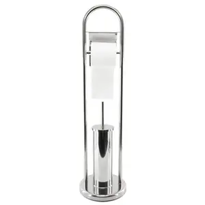 In piedi In Acciaio Inox Holder Carta Igienica e Toilet Brush Holder