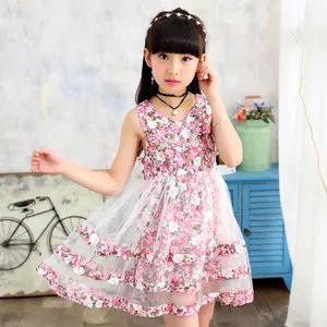 Nuevo Vestido de Verano para Niñas de 120-160 cm, Estilo Princesa con Estampado Floral, 2018 - Product Image 1