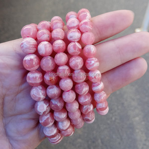 <span class=keywords><strong>Bracciale</strong></span> elastico con perle di rodocrosite <span class=keywords><strong>rosa</strong></span> per donne nobili - Product Image 1