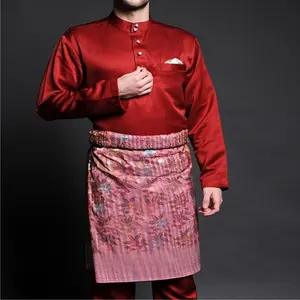 मुस्लिम पहने हुए फैशन डिजाइन baju melayu लंबी आस्तीन जातीय Thobe