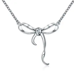 BAGREER SCN135 Schmuck Hersteller Großhandel Bowknot S925 Sterling Silber Anhänger Frauen Halskette Statement Schmuck