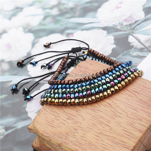 Commercio all'ingrosso nuovo stile colorato di pietra ematite macrame del branello del braccialetto per l'uomo - Product Image 4