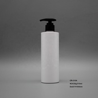 300ml plat rond blanc de bouteille D'ANIMAL FAMILIER en plastique de soin de peau de jet cosmétique de lotion de shampooing en plastique de gel de douche conteneur avec noir pompe