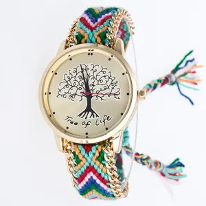 WGW71 Thiết Kế Mới Phổ Biến Mới Nhất Phụ Nữ Thời Trang Vải Dệt Đồng Hồ DIY Handmade Watch Bracelet