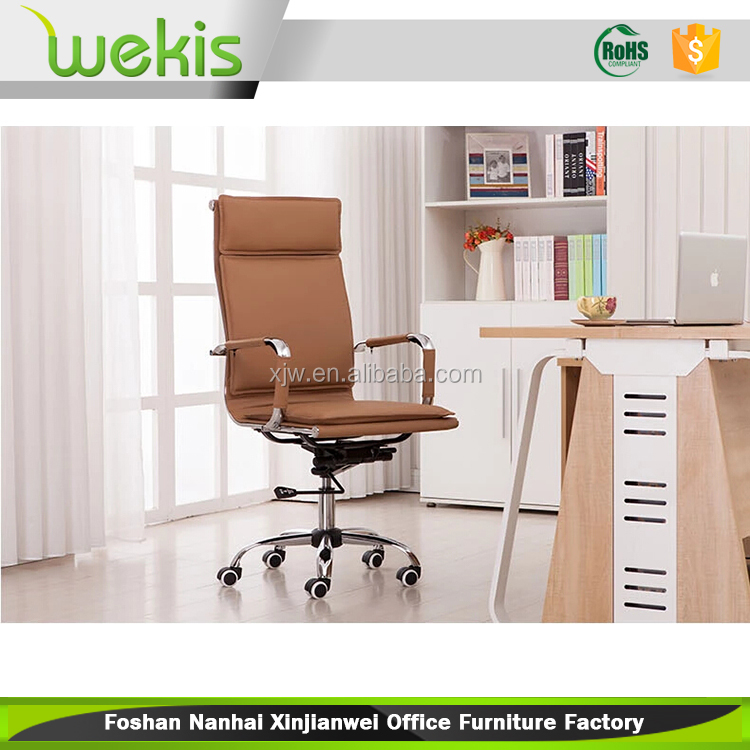 Отлично хромированная отделка современные высокой спинкой исполнительный эргономичный кожаный офисный стул